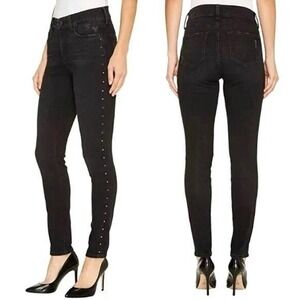 NYDJ Ami Studded Skinny Jeans Women's Size 2 Faded Black Stretch Denim Mid Rise